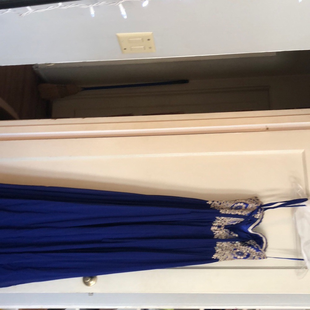 Navy blue strapless prom dress - Picture 2 of 2